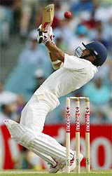 India's Parthiv Patel avoids a bouncer from Australia's Brad Williams 