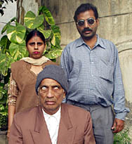 Blind Chandu Lal Aggrawal and his family members at their house in Jalandhar on Tuesday.