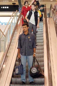 Indian captain Sourav Ganguly arrives at the Kingsford Smith Airport