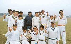 The team of the District Cricket Coaching Centre, Panchkula, that won the Janta Sports Cup League Cricket Tournament.