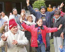 Age no bar for celebrations: Inmates of the Old Age Home in Sector 15 sway with the music as Punjabi singer Babu Mann gives a performance on Thursday. 