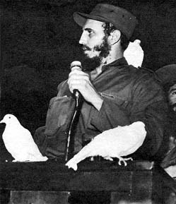 Fidel Castro addresses a public gathering in Havana in this January 8, 1959 file photograph