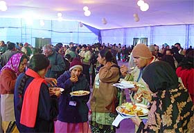 Lunch hour rush at the food village