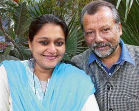 Actor Pankaj Kapoor and his wife, Supriya Pathak, pose for The Tribune during a private visit to the city today