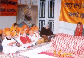 Students of Kiddies Paradise during the celebration of Gurpurb