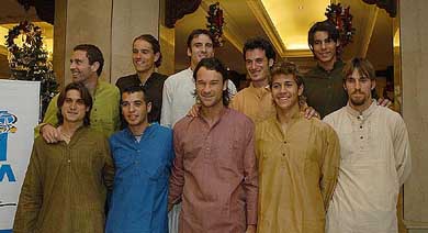 The Spanish tennis  squad pose for a group photograph in Chennai on Sunday