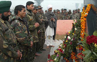 Army personnel pay tributes on the second death anniversary of mine blast victims