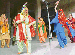 NSS volunteers present a cultural programme at GCG Sector 42, Chandigarh on Monday.