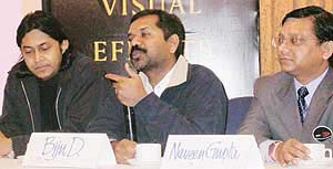 The team of the Maya Academy of Advanced Cinematics addresses a press conference in Chandigarh