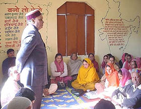 Senior BJP leader and former Chief Minister Prem Kumar Dhumal launched the party�s Lok Sabha campaign in Hamirpur district from Tounidevi Temple on Tuesday.