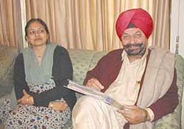 Wing Commander A.S. Bedi (retd) with his wife, Preeti