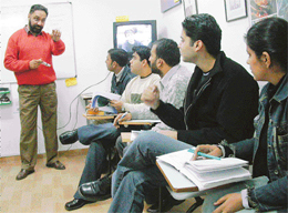 A course in German language under way at a foreign language school in Chandigarh.