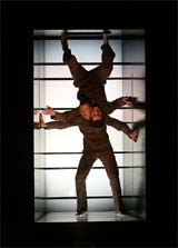 German mime artists Wolfgang Hoffmann and Sven Till perform "Pandora 88"