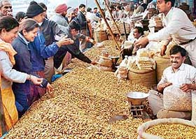 On the eve of Lohri on Monday, residents rush to Chandigarh markets for buying groundnuts