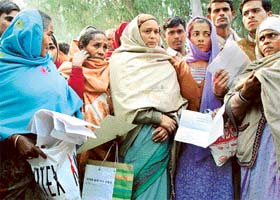 Widows and wards of UT employees, who died while in service during the past four years, demonstrate at the UT Secretariat for appointments on compassionate grounds in Chandigarh