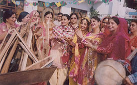 Members of the Gayatri Ladies Club celebrate Lohri in traditional Punjabi style