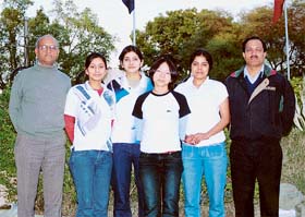 Members of the Panjab University women badminton team , who bagged the silver medal in the All-India Inter-University Badminton meet held in Nagpur