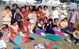 Children of Saplings Nursery School at a kite festival