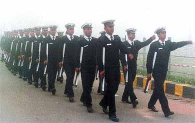 The fog was no deterrent for this Navy contingent rehearsing for the Republic Day parade at Rajpath