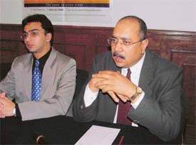 Mr Waqar Naqvi, assistant vice president and head north India, Birla Asset Allocation Fund, addresses a press conference