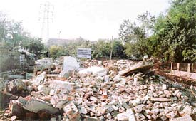 The demolished toilets in the Kitchlu Nagar area of Ludhiana
