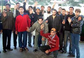 Members of the Pakistan hockey team which arrived at Attari by the Samjhauta Express on Thursday to play a tournament