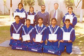 Students of R.S. Model Senior Secondary School, Shastri Nagar, Ludhiana, who figured in the state boys� and girls� teams which finished runners-up in the National Schools Baseball Championship
