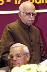 Prime Minister Atal Bihari Vajpayee and Deputy Prime Minister L. K. Advani at a meeting of the Chief Secretaries and Directors-General of police on internal security at Vigyan Bhavan in New Delhi on Saturday.