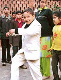 A special child performs at the cultural programme, "Dak Tarang", at Bal Bhavan in Chandigarh