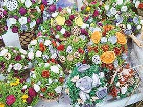 Handicraft items on display