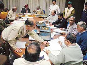Counting of votes for elections to the Academic Council in progress at Panjab University, Chandigarh