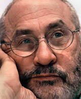 Nobel laureate and American economist Joseph E Stiglitz attends a conference at the World Social Forum in Mumbai 