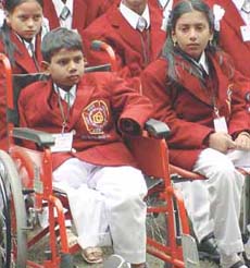 -year-old Riyaz Ahmed and 8-year-old Ramseena, who have got the Sanjay Chopra and Geeta Chopra award, at a press