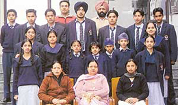 Students of Gian Jyoti Public School who bagged the overall trophy at the Fourth Inter-School District Athletic Meet held at Mohali on Tuesday.