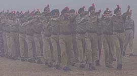 NCC cadets rehearse for the Republic Day parade in fog in Ambala