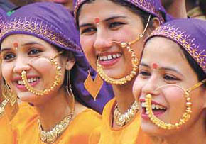 Folk dancers from Uttaranchal during the Press preview for the Republic Day parade in the Capital 
