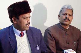 Mr Narender Kashyap, in charge of the Bahujan Samaj Party in north India, talks to mediapersons in Ambala