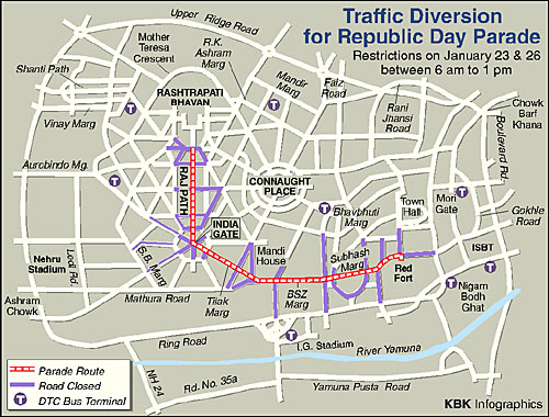 Traffic diversion for Republic Day retreat 
