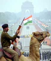 BSF jawans during the Beating the Retreat rehearsal 