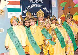 Students of Tiny Tots Preparatory School, Sector 38-A, Chandigarh, at a function organised in the school on Friday.