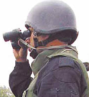 A Black Cat commando keeping vigil during the full-dress rehearsal of the Republic Day parade