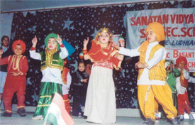 Kids of Sanatan Vidya Mandir present a cultural item during the Republic Day celebrations