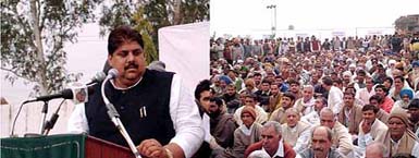 Mr Ajay Singh Chautala, MP and president of the youth wing of INLD, addresses a youth convention of the party at Fatehabad