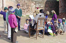 A class in progress at Government Elementary School-3 at Kharar.