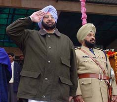 Punjab Chief Minister Amarinder Singh takes the salute at the Republic Day parade at Ropar on Monday.