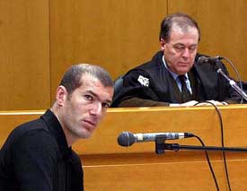 Former Juventus soccer player Zinedine Zidane of France testifies in a drug trial involving Juventus