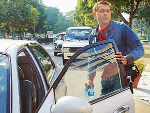 On his way to Manali, Bobby Deol halts for a while in Chandigarh to catch up with friend John Abraham