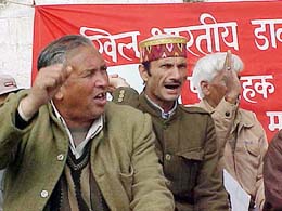 Postal Employees during the "Nationwide Protest Dharna" at General Post Office, Shimla, on Wednesday