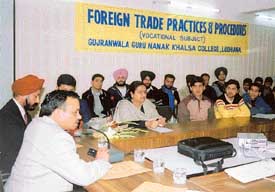 Students of GGN Khalsa College take part in a seminar on foreign trade practices and procedures