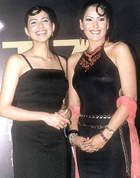 The modelling duo at a press conference to announce North India's largest jewellery festival, Glitz - 2004 in the Capital on Wednesday.